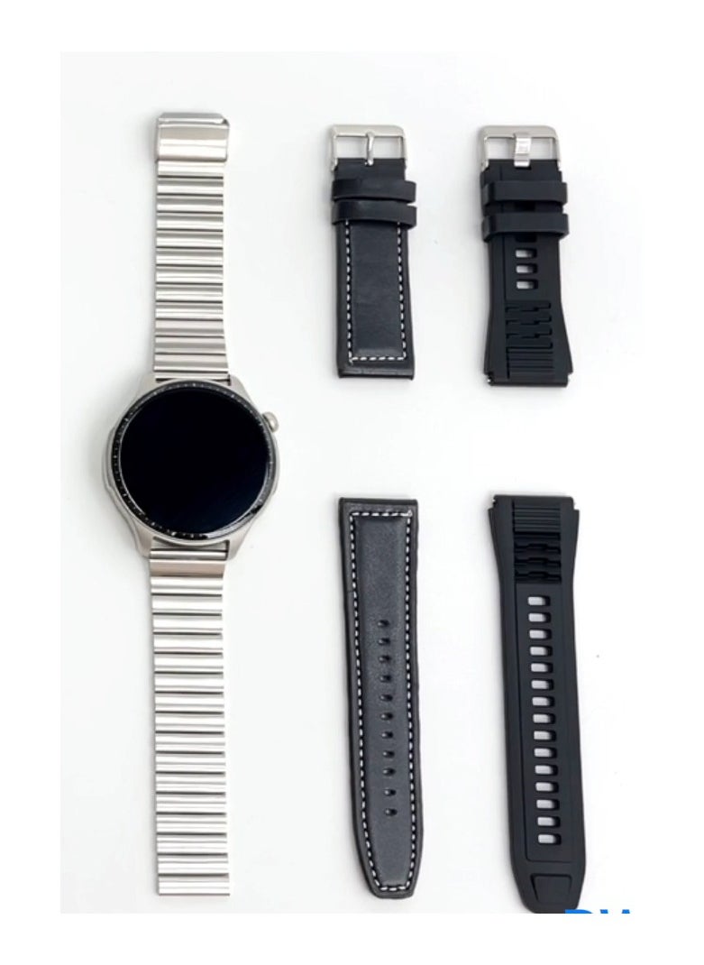 Haino Teko Haino Teko RW53 Smartwatch With Super Max Size AMOLED Display 3 Pair Straps and Charging Cable Designed For Men Silver  - Image 3