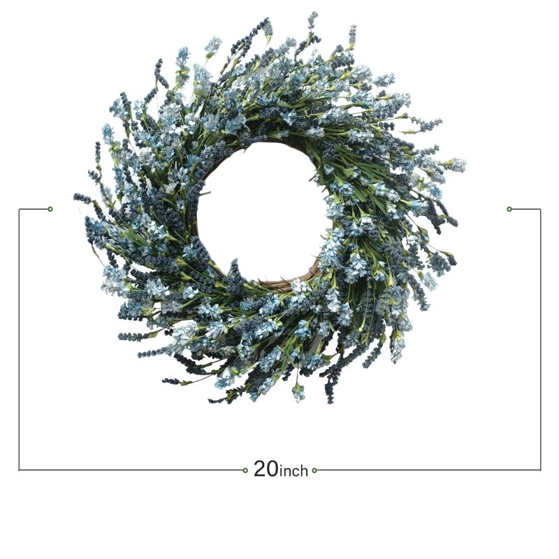 TEMPUS 20 Inch Blue Grains Flower String for Front Doors Wreath, Spring and Summer for Indoor and Outdoor Decor, Rustic and Farmhouse Style Home Blue Wreath - Image 3