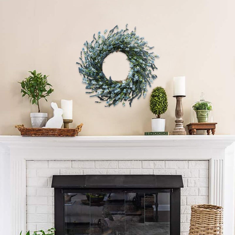 TEMPUS 20 Inch Blue Grains Flower String for Front Doors Wreath, Spring and Summer for Indoor and Outdoor Decor, Rustic and Farmhouse Style Home Blue Wreath - Image 5