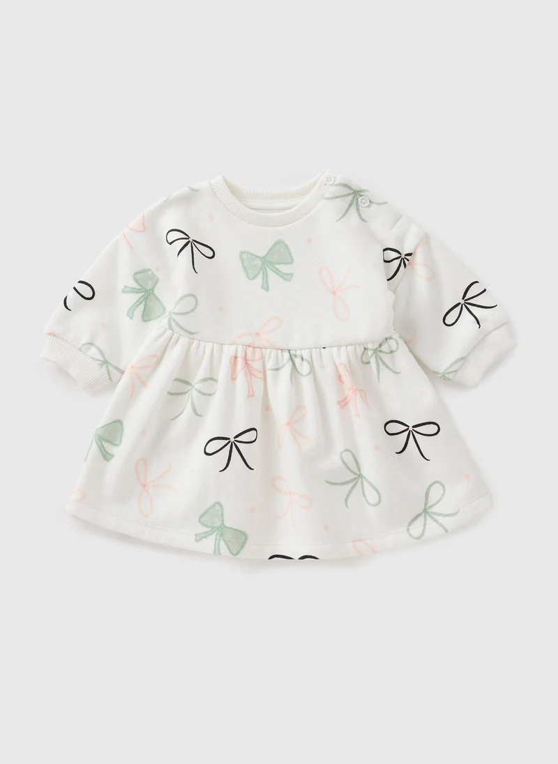 Matalan Girls Cream Bow Sweater Dress