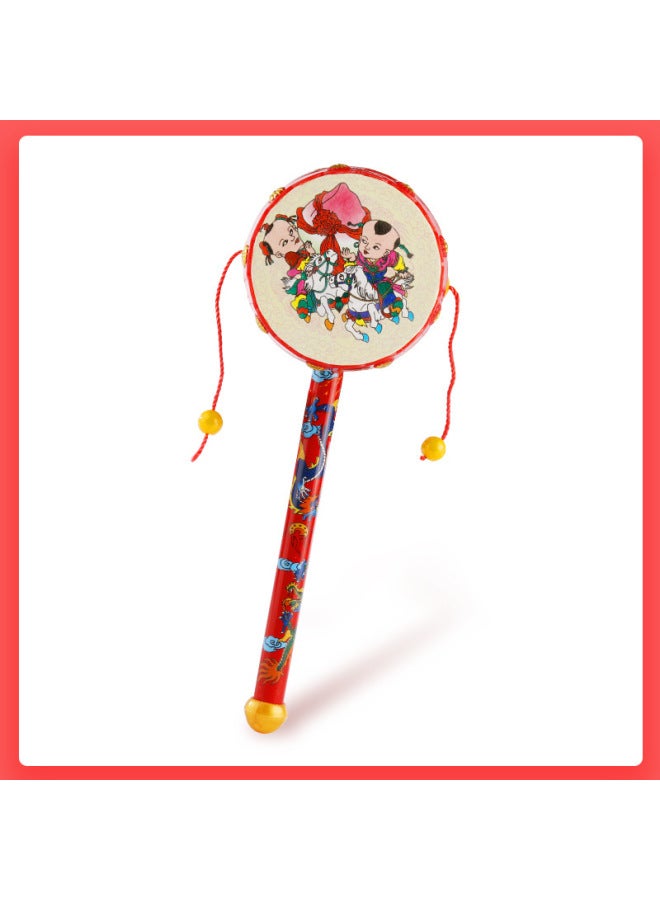 Rattle Baby Can Bite Toys Send Black And White Ball Newborn Baby Old-fashioned Chinese Style 0 To 3-6 Months Rattle-Color:Baby Music Toy Rattle - Image 1