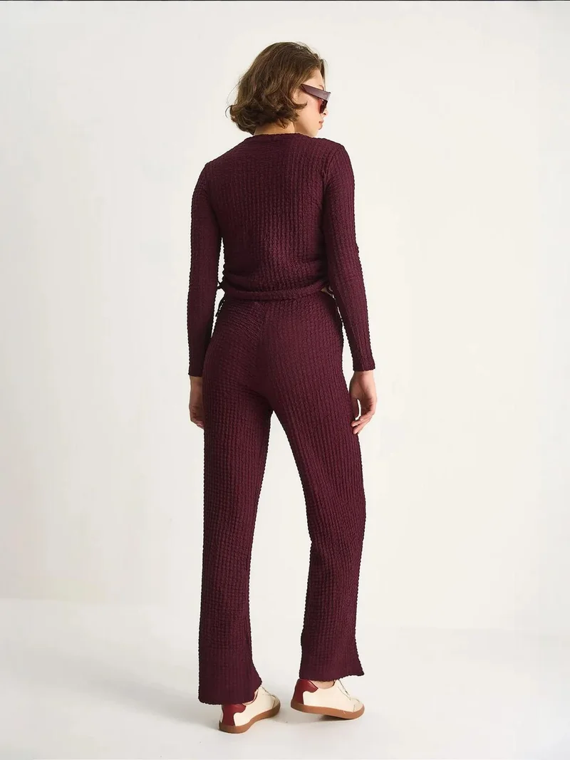 Bianco Lucci Mauve Purple LUCCI Fitted Two-Piece Coord Set with Flared Pants for Women | Best Price UAE