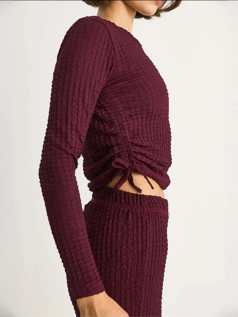 Bianco Lucci Mauve Purple LUCCI Fitted Two-Piece Coord Set with Flared Pants for Women | Best Price UAE