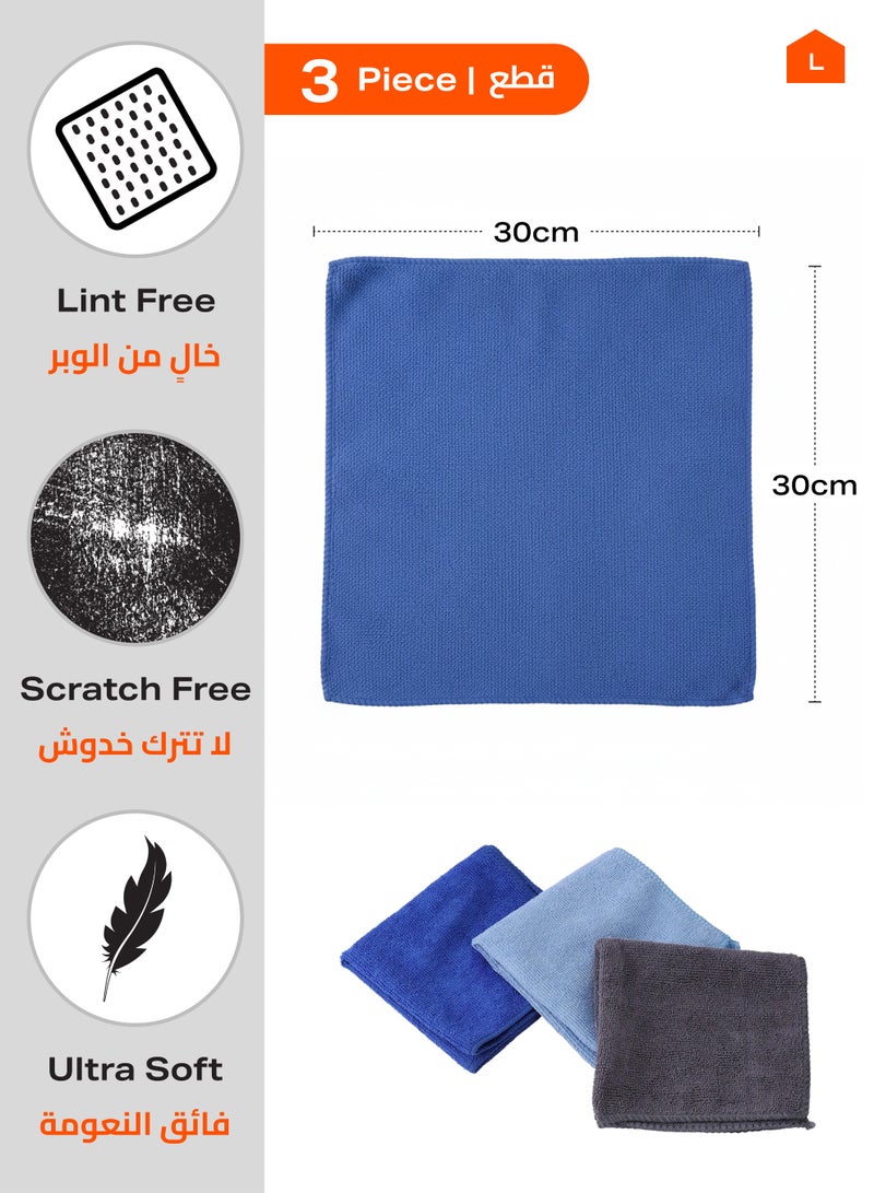 LAWAZIM Car Cleaning Wipers - 3 Piece 30x30cm - Ultra-Absorbent Streak-Free Cleaning Microfiber Cloths with Reusable & Scratch-Free Design - Ideal for Cars, Windows, Kitchen, and Electronics - Image 2