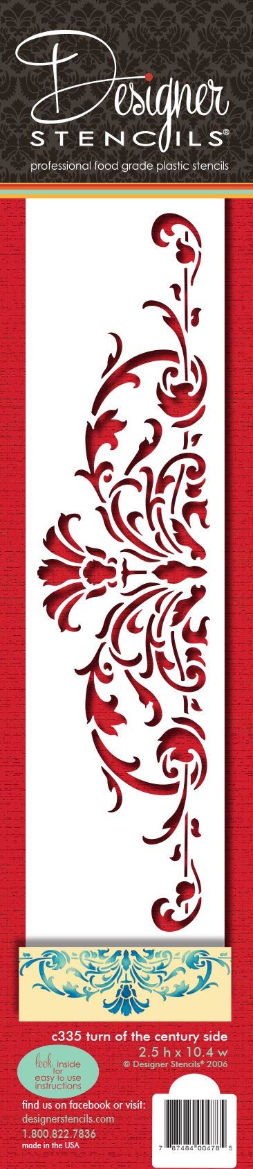 Designer Stencils C335 Turn of The Century Cake Stencil Side, Beige/Semi-Transparent - Image 5