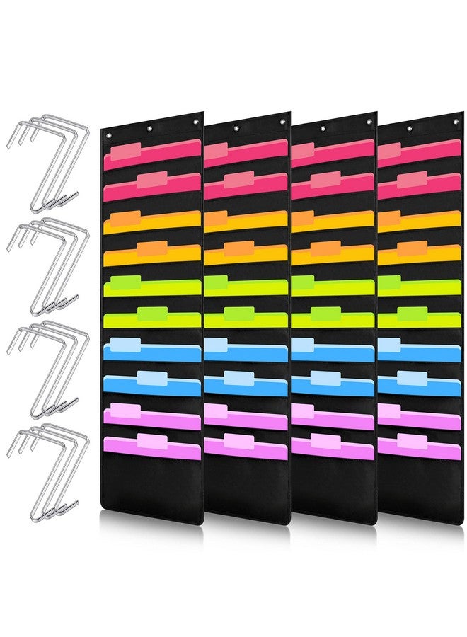 Geyee 4 Pack Wall Hanging File Folders Organizer, Heavy Duty Storage Pocket Chart, Over Door Hangers Included, Hanging Wall Paper Organizer Holder for School Classroom Office Home(10 Pocket) - Image 1