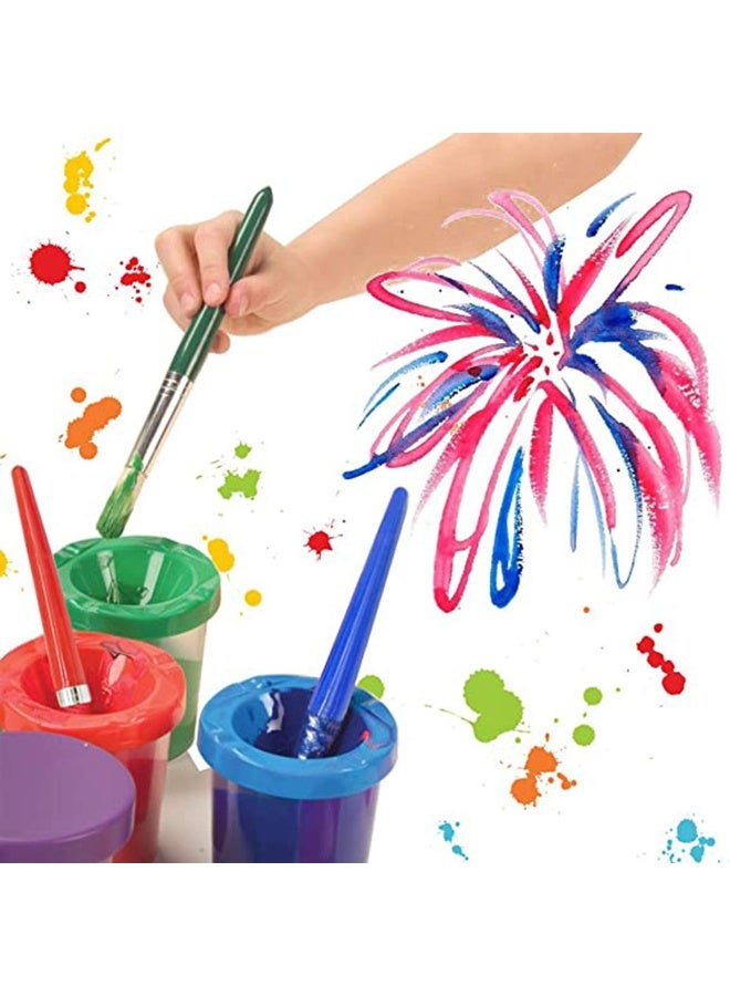 دوركو فرشات الطلاء للأطفال 8 قطع أكواب الطلاء الدليل على التسرب وفرشات الطلاء للأطفال فرشات الطلاء للأطفال الملونة المختلفة - Image 5