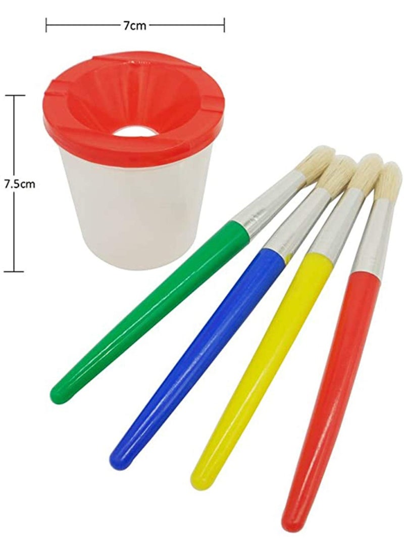 دوركو فرشات الطلاء للأطفال 8 قطع أكواب الطلاء الدليل على التسرب وفرشات الطلاء للأطفال فرشات الطلاء للأطفال الملونة المختلفة - Image 2