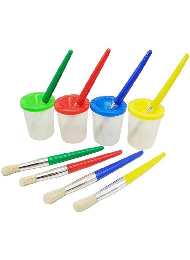 دوركو فرشات الطلاء للأطفال 8 قطع أكواب الطلاء الدليل على التسرب وفرشات الطلاء للأطفال فرشات الطلاء للأطفال الملونة المختلفة - Image 1