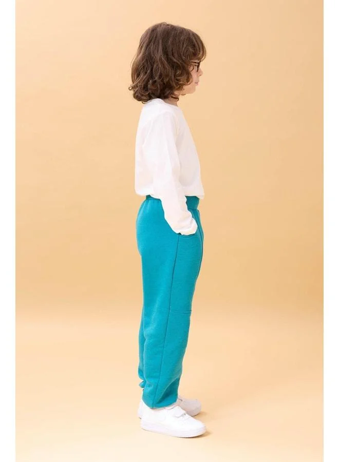 Perendi Thick Jogger Pocket Unisex Kids Sweatpants - Petrol Blue.
