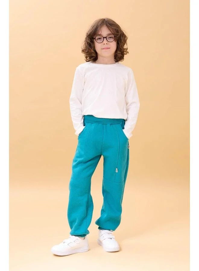 Perendi Thick Jogger Pocket Unisex Kids Sweatpants - Petrol Blue.
