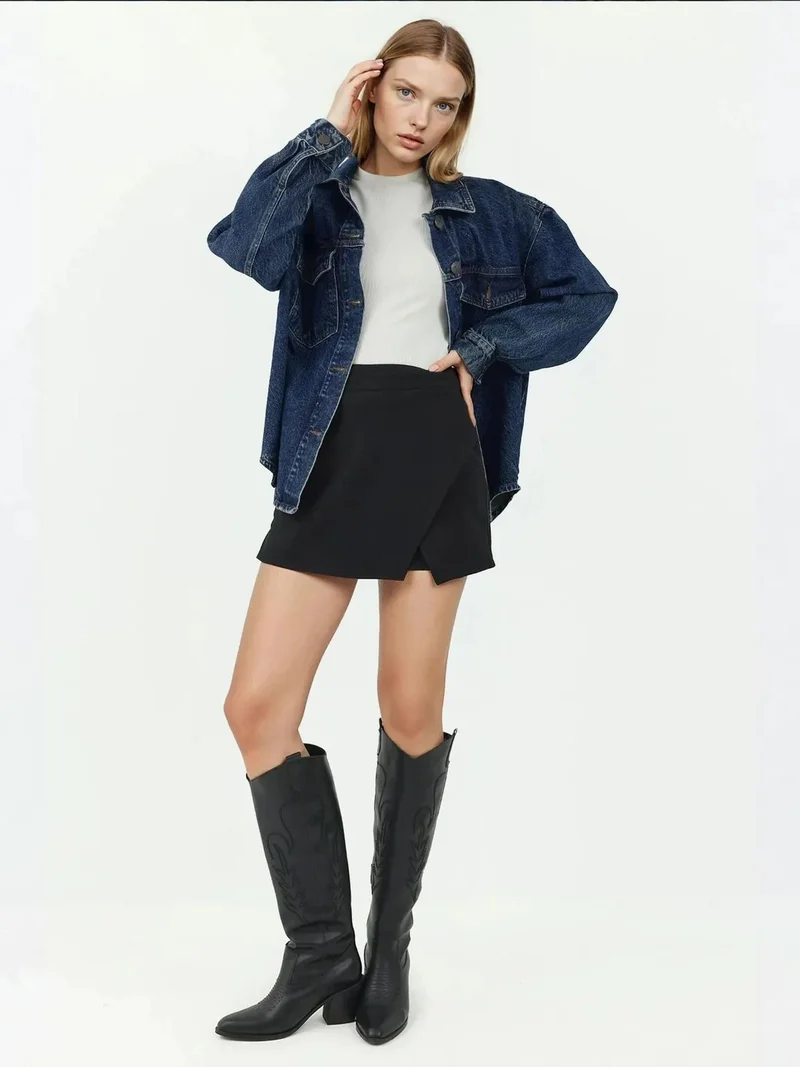 Hiccup Black High Waist Mini Skorts for Women | Best Price UAE