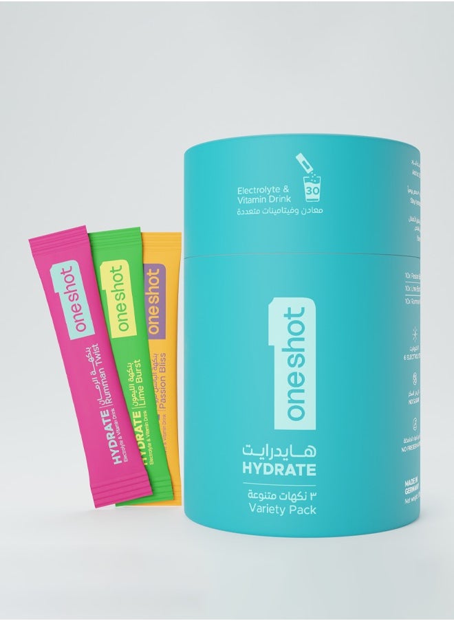 oneshot - Electrolyte Hydration Supplement Variety Pack 30 Sticks No Sugar No Junk No After Taste - Image 1