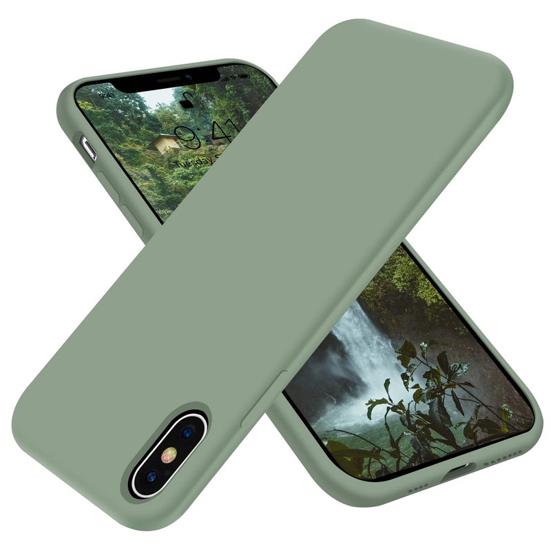 OTOFLY iPhone Xs Max CaseUltra Slim Fit iPhone Case Liquid Silicone Gel Cover with Full Body Protection AntiScratch Shockproof Case Compatible with iPhone Xs Max Upgraded Version Calke Green