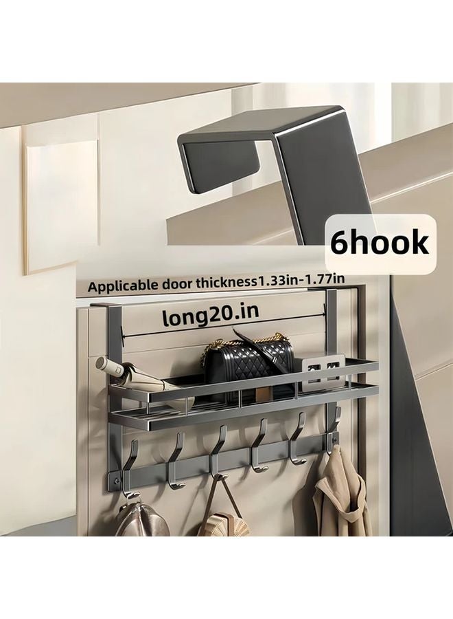 Heavy Duty Metal Door Organizer With 6 Hooks Space Saving Over Door Storage Rack Easy Installation - Image 1