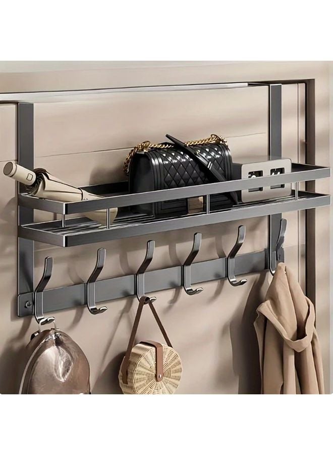 Heavy Duty Metal Door Organizer With 6 Hooks Space Saving Over Door Storage Rack Easy Installation - Image 4
