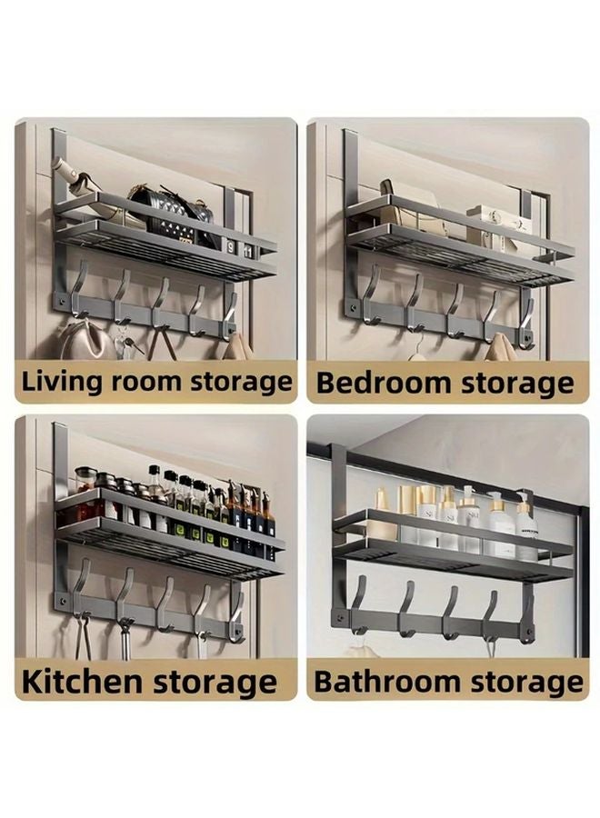 Heavy Duty Metal Door Organizer With 6 Hooks Space Saving Over Door Storage Rack Easy Installation - Image 5