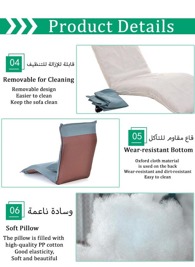 MLADEN - Foldable Lazy Sofa 5-Position Adjustable Floor Chair with Back Support Sleeper Bed Floor Gaming Sofa Couch for Meditating Reading (Brown) - Image 1