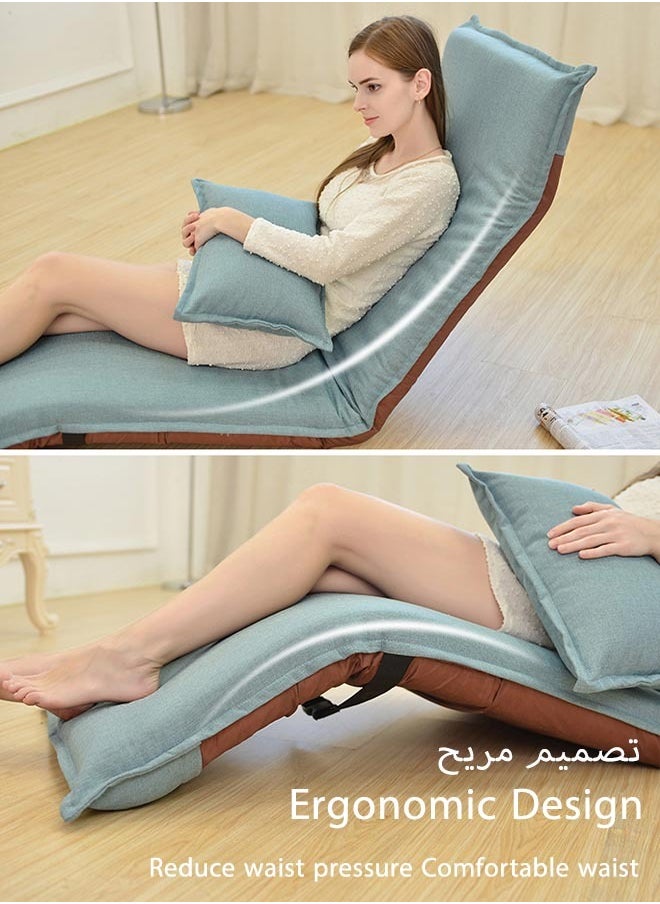 MLADEN - Foldable Lazy Sofa 5-Position Adjustable Floor Chair with Back Support Sleeper Bed Floor Gaming Sofa Couch for Meditating Reading (Brown) - Image 1