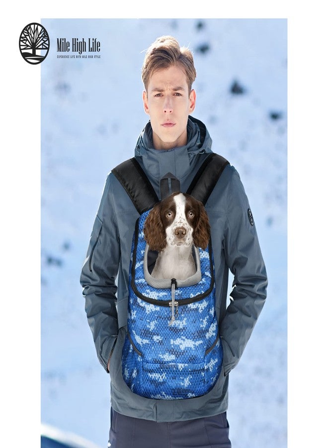 مايل هاي لايف | حقيبة ظهر لحمل الحيوانات الأليفة في الهواء الطلق | حقيبة حمل للقطط والجراء | حقيبة حمل للكلاب الصغيرة | حقيبة ظهر للكلاب مزودة بشبكة مسامية وبطانة ناعمة (أزرق مموه، متوسط (عبوة من قطعة واحدة)) - Image 2