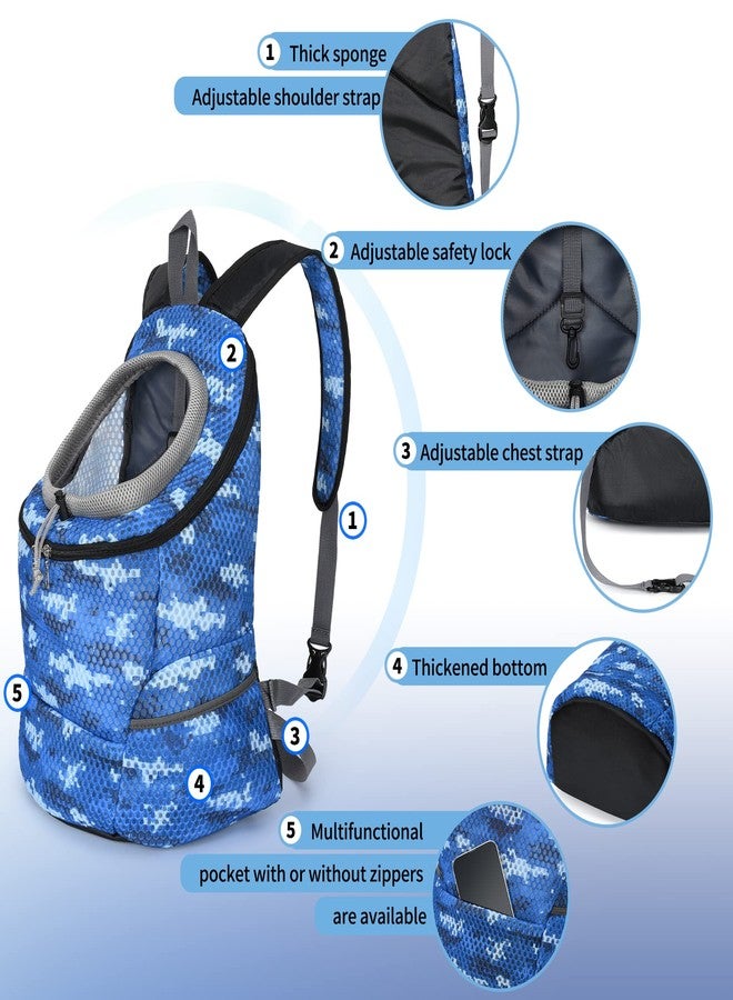 مايل هاي لايف | حقيبة ظهر لحمل الحيوانات الأليفة في الهواء الطلق | حقيبة حمل للقطط والجراء | حقيبة حمل للكلاب الصغيرة | حقيبة ظهر للكلاب مزودة بشبكة مسامية وبطانة ناعمة (أزرق مموه، متوسط (عبوة من قطعة واحدة)) - Image 3