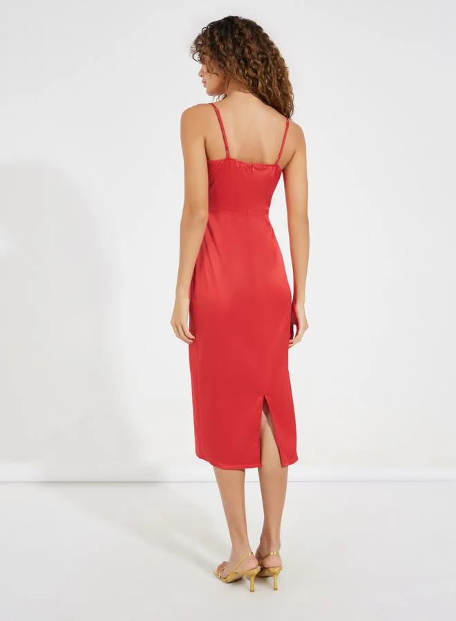 Styli Satin Midi Dress