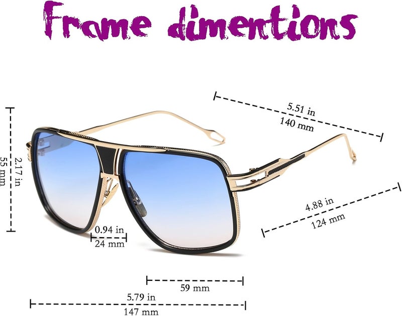GOBIGER Aviator Sunglasses for Men 100% UV Protection Goggle Alloy Frame with Case - Image 5