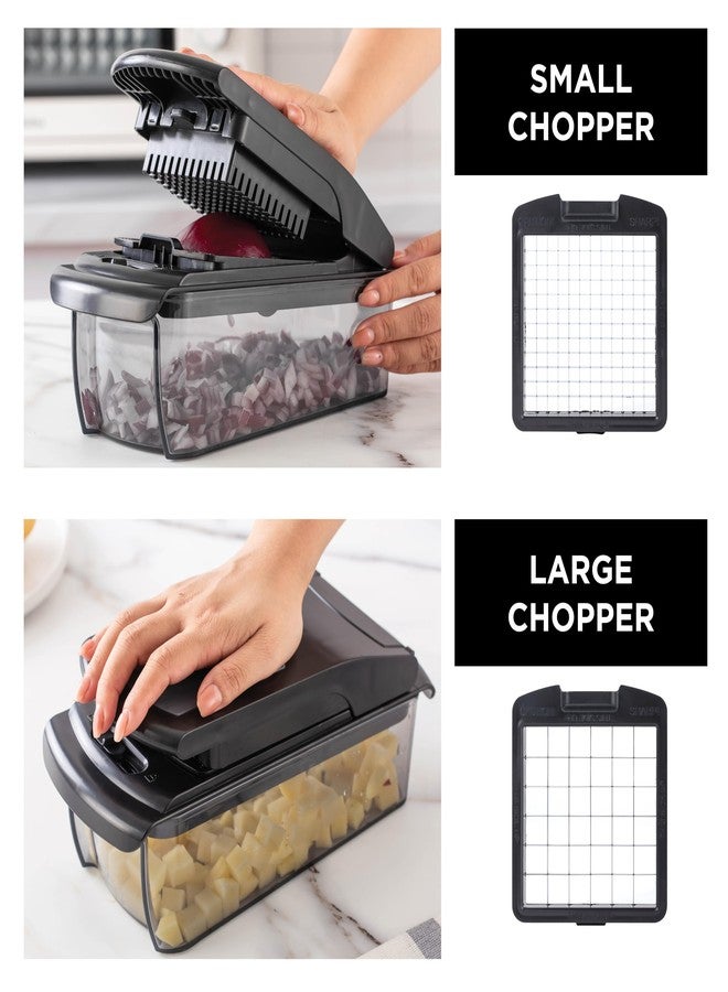 كوك ويذ كولرز قطاعة خضراوات متعددة الوظائف من كوك وذ كلر - قطاعة خضراوات متعددة الاستخدامات 11 في 1 مع وعاء - قطاعة طعام لتقطيع الخضراوات إلى مكعبات، وفرم، وشرائح، وتقطيعها إلى شرائح رفيعة، وتقطيعها إلى شرائح حلزونية، لون أسود - Image 4