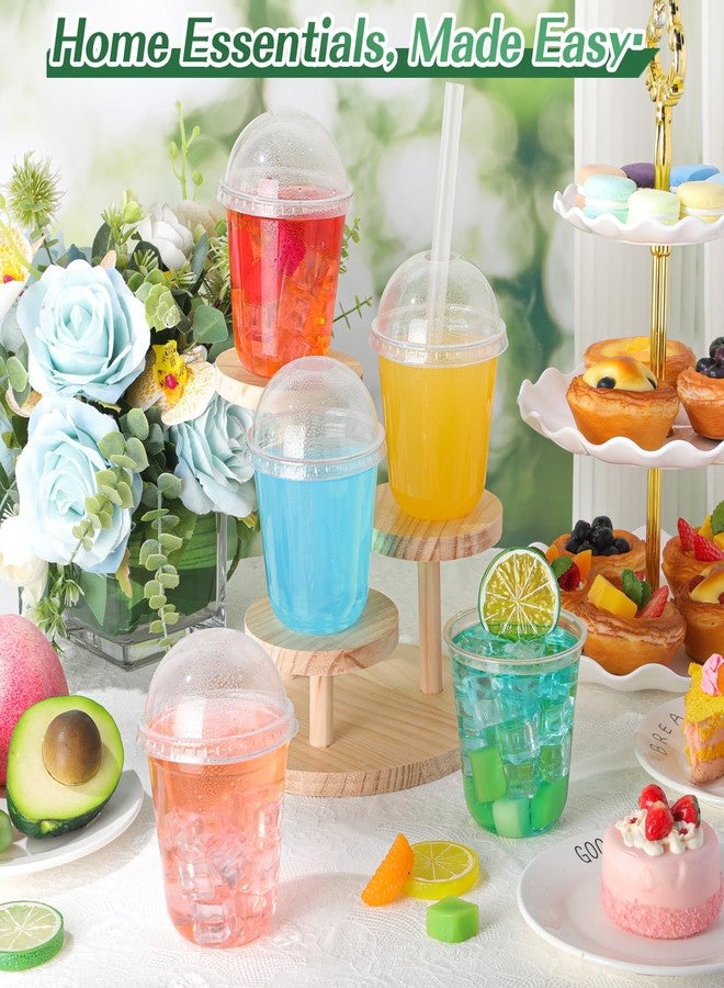 Ziliny 50 Set Clear Plastic Cups with Dome Lids and Straws Sturdy & Food Safe Disposable U Shaped Cups for Cold Drinks Smoothie Milkshake Bubble Tea Parfait Juice Cocktail Iced Coffee Party(12 oz) - Image 3