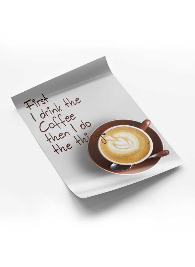 لوحة بوستر ديكور لوحة بدون فريم مع أربع قطع منفصلة من اللاصق ذو الوجهين تصميم أولا أشرب القهوة غرفة النوم غرفة المعيشة وديكور المكتب - Image 1