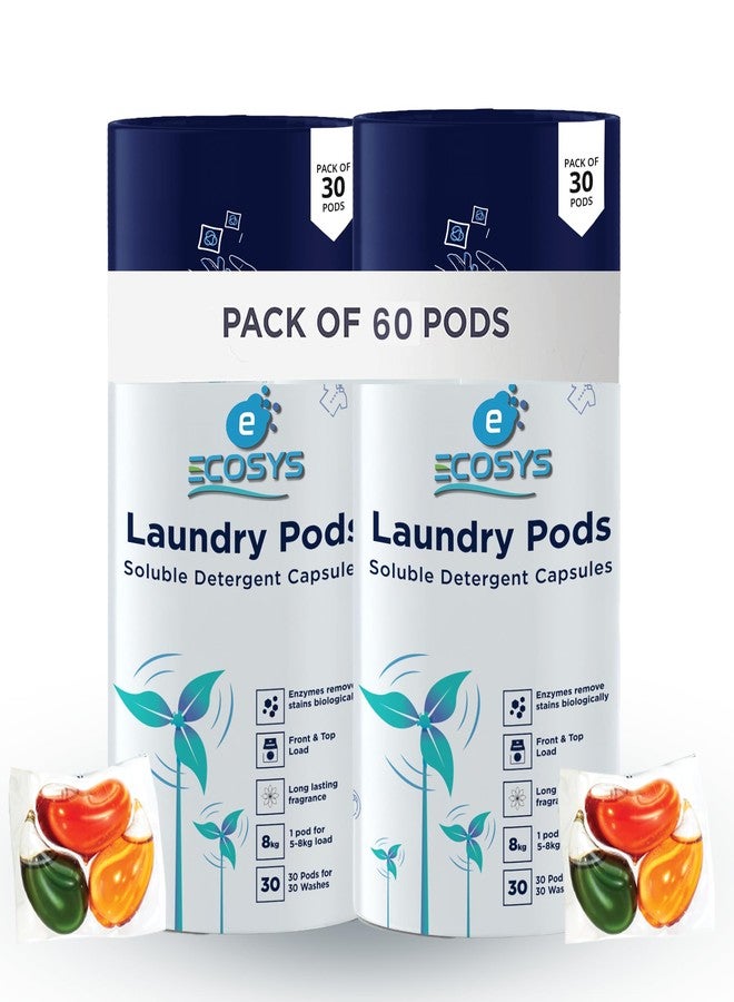 Ecosys 3-in-1 Dissolvable Magic Laundry Pods for 60 washes: Bio Enzymes Infused, Tough Stain Removal with Floral Aroma,1 Pod = 1 Wash for 5-7kg (Pack of 60) - Image 1