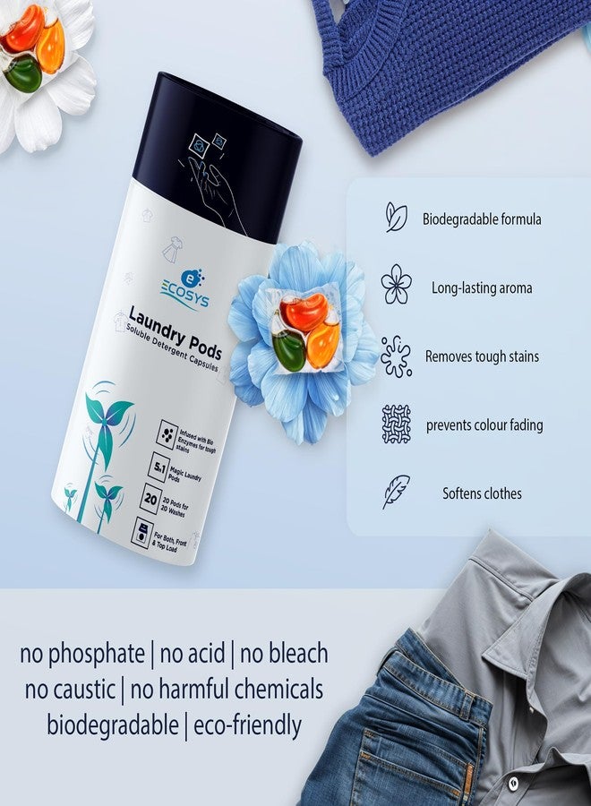 Ecosys 3-in-1 Dissolvable Magic Laundry Pods for 60 washes: Bio Enzymes Infused, Tough Stain Removal with Floral Aroma,1 Pod = 1 Wash for 5-7kg (Pack of 60) - Image 4