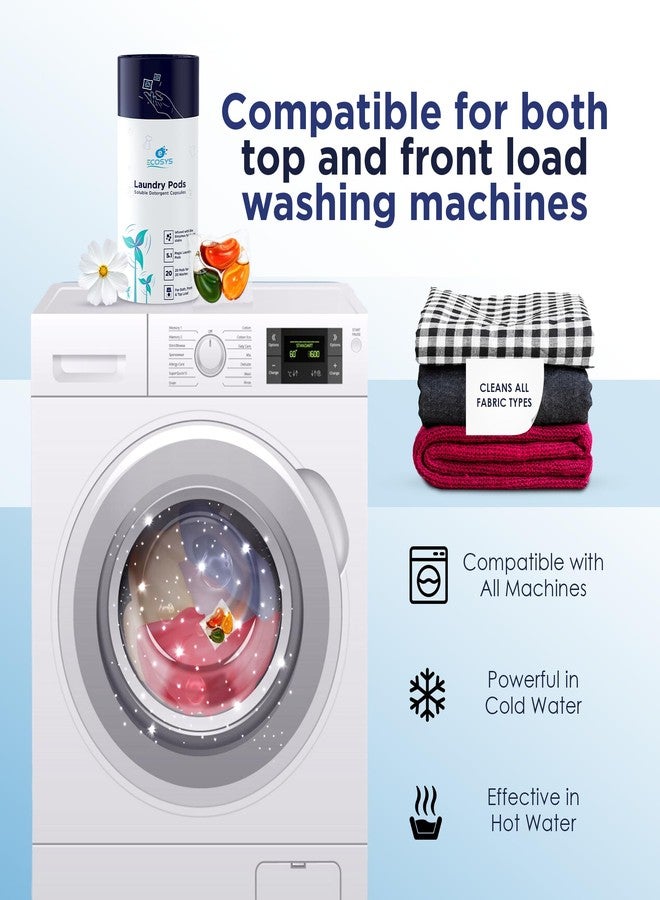 Ecosys 3-in-1 Dissolvable Magic Laundry Pods for 60 washes: Bio Enzymes Infused, Tough Stain Removal with Floral Aroma,1 Pod = 1 Wash for 5-7kg (Pack of 60) - Image 3
