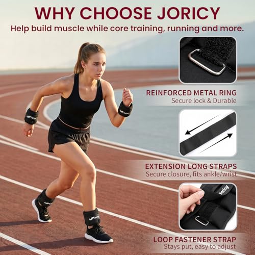 JORICY Adjustable Ankle Weights for Women Men 1/2/3/4/5/6/8/10/12/20 LBS 1 Pair Wrist Leg Arm Weights with Removable Weight, Strength Training Weight for Jogging, Walking, Running, Fitness (black, 3lbs Pair (1.5lb Each Weight)) - Image 4