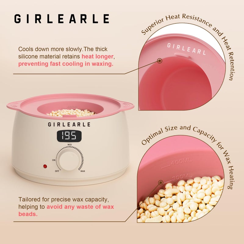 GIRLEARLE Premium Digital Waxing Kit for Women and Men, Wax Warmer Hair Removal at Home with Wax Beads & Silicone Pot, Target Different Types of Sensitive Skin Brazilian Bikini, Facial, Leg, Full body - Image 5