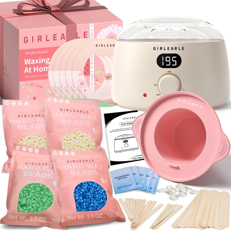 GIRLEARLE Premium Digital Waxing Kit for Women and Men, Wax Warmer Hair Removal at Home with Wax Beads & Silicone Pot, Target Different Types of Sensitive Skin Brazilian Bikini, Facial, Leg, Full body - Image 1
