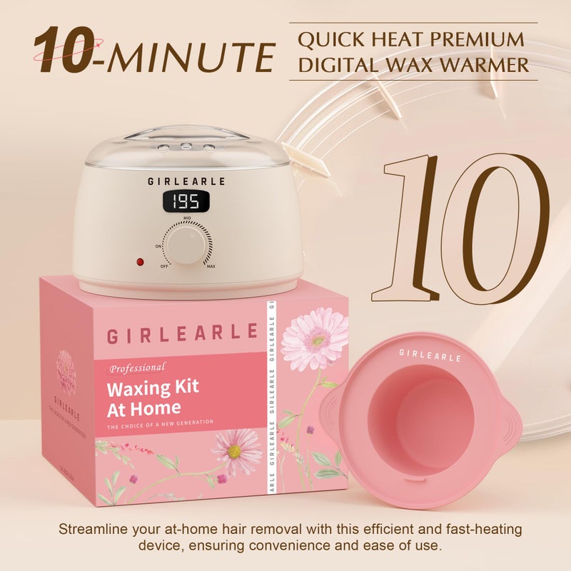 GIRLEARLE Premium Digital Waxing Kit for Women and Men, Wax Warmer Hair Removal at Home with Wax Beads & Silicone Pot, Target Different Types of Sensitive Skin Brazilian Bikini, Facial, Leg, Full body - Image 3