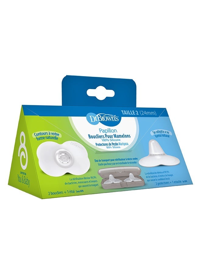 Dr. Brown’s Nipple Shield, 2-Pack with Sterilizer Case, Size 2 (24 mm) - Image 1