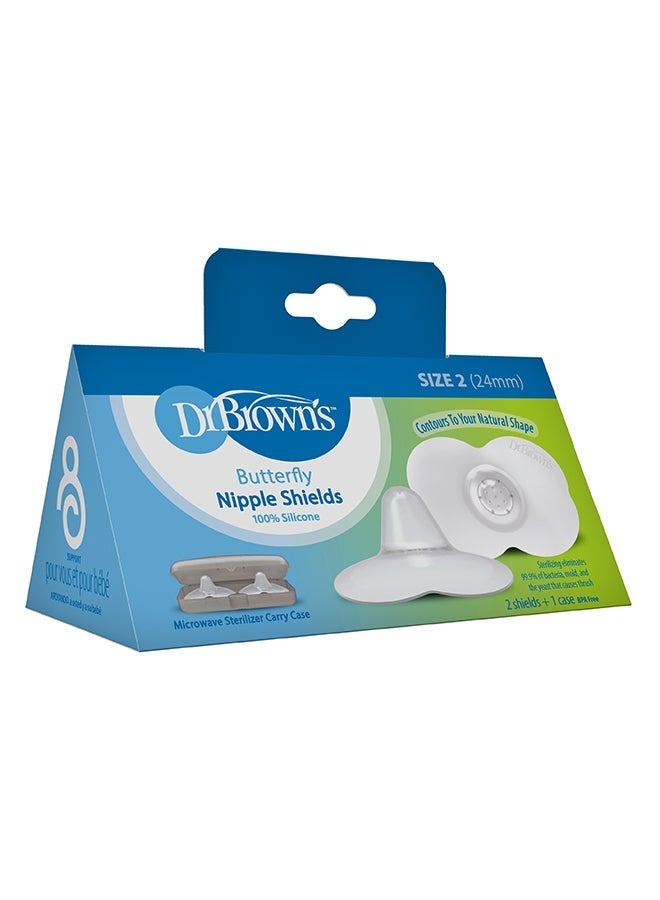 Dr. Brown’s Nipple Shield, 2-Pack with Sterilizer Case, Size 2 (24 mm) - Image 2