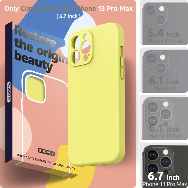 SURPHY Compatible with iPhone 13 Pro Max Case with Screen Protector, (Camera Protection + Soft Microfiber Lining) Liquid Silicone Phone Case 6.7 inch 2021, Yellow - Image 2