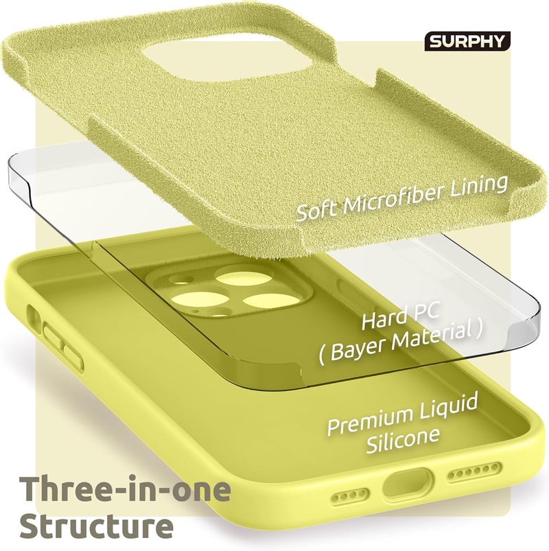SURPHY Compatible with iPhone 13 Pro Max Case with Screen Protector, (Camera Protection + Soft Microfiber Lining) Liquid Silicone Phone Case 6.7 inch 2021, Yellow - Image 5