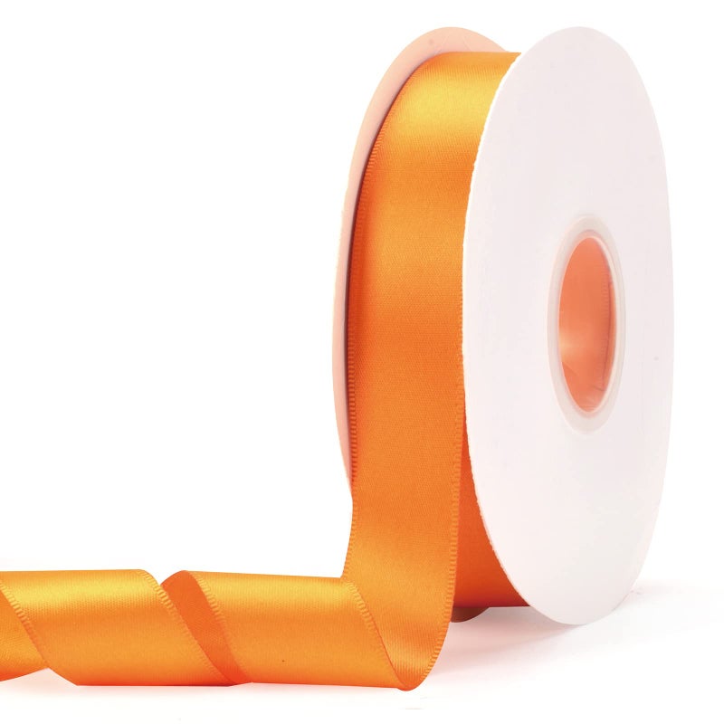 Ewaymado Satin Ribbon Orange Double Faced 1 X 50 Yards Fabric Ribbons Perfect for Wedding and Party DecorationGift Wrapping Sewing Crafts