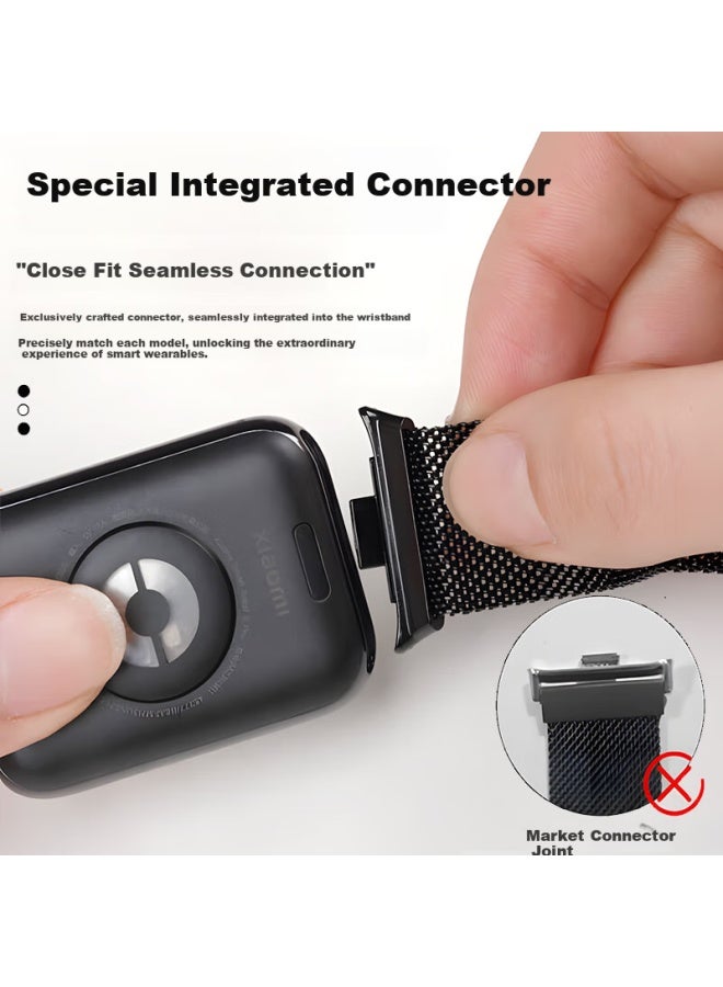 Smorss Milan Magnetic Strap For Xiaomi Mi Band 9 Pro/8 Pro Redmi Watch 5/4 Magnetic Milanese Watch Band Replacement Metal Black For Men And Women - Image 3