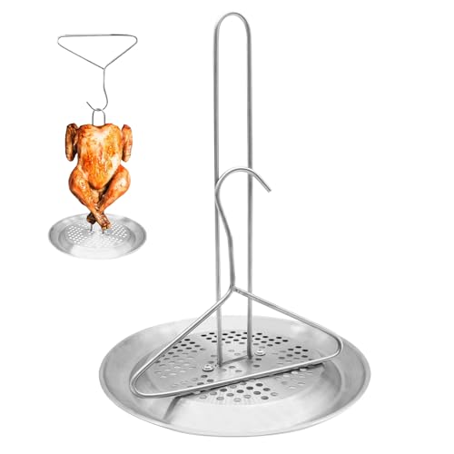 CHGJ Stainless Steel Turkey Fryer Stand KitTurkey Chicken Fryer Stand and Hanger Setsuitable for outdoor turkey deep fryersTurkey Fryer Grill Stainless Steel Accessories With Drip Pan - Image 1