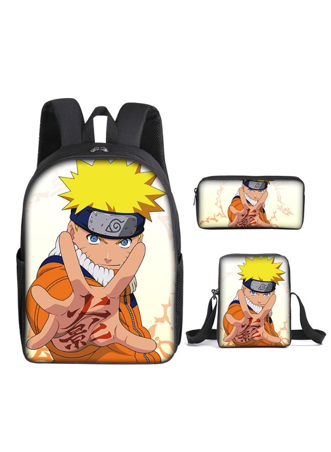 ناروتو على ظهره مقلمة حقيبة ثلاثة قطعة دعوى الرجال والنساء الترفيه الرياضة حقيبة السفر طالب حقيبة المدرسة - Image 1