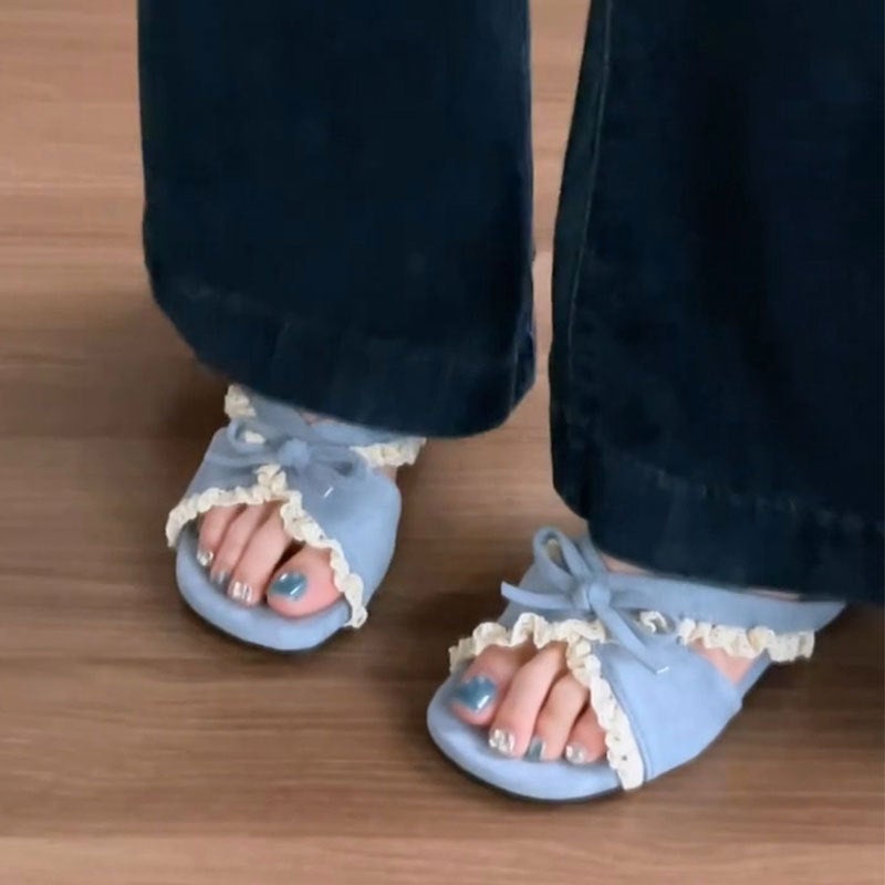 Women's Bowknot Lace Espadrille Slippers - Image 4