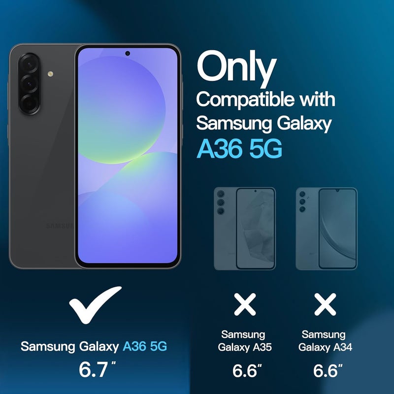 Jetech 3 In 1 Matte Case For Samsung Galaxy A36 5G With 2-Pack Tempered Glass Screen Protector, Translucent Frosted Shockproof Phone Cover With Camera Protection Black - Image 2