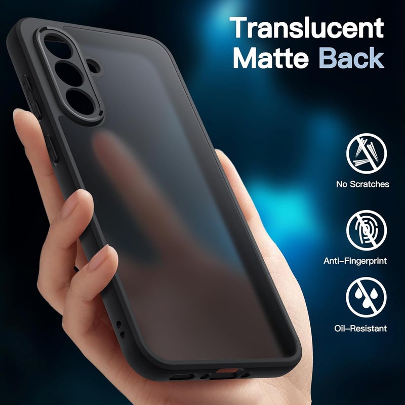 Jetech 3 In 1 Matte Case For Samsung Galaxy A36 5G With 2-Pack Tempered Glass Screen Protector, Translucent Frosted Shockproof Phone Cover With Camera Protection Black - Image 4