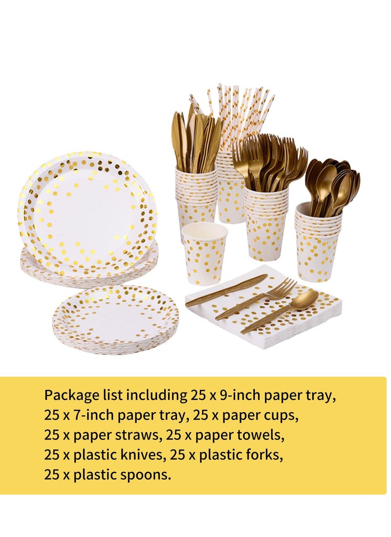 Generic - Disposable Tableware Set for 25 Guests Disposable Paper Birthday Dinnerware Plates - Image 1