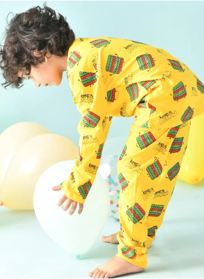 Anthrilo Pop It Graphic Print Top & Pyjama Set by Styli